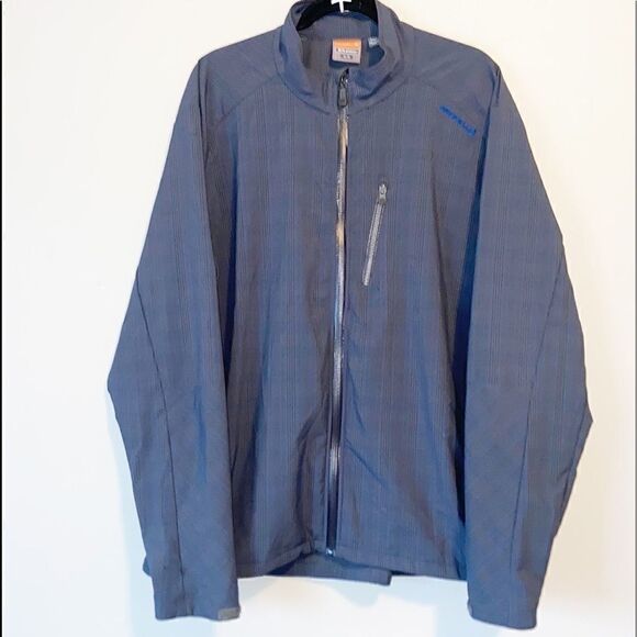 Merrell Mens Aeroblock Blue Striped Zip Up Jacket Size XL - Picture 1 of 4